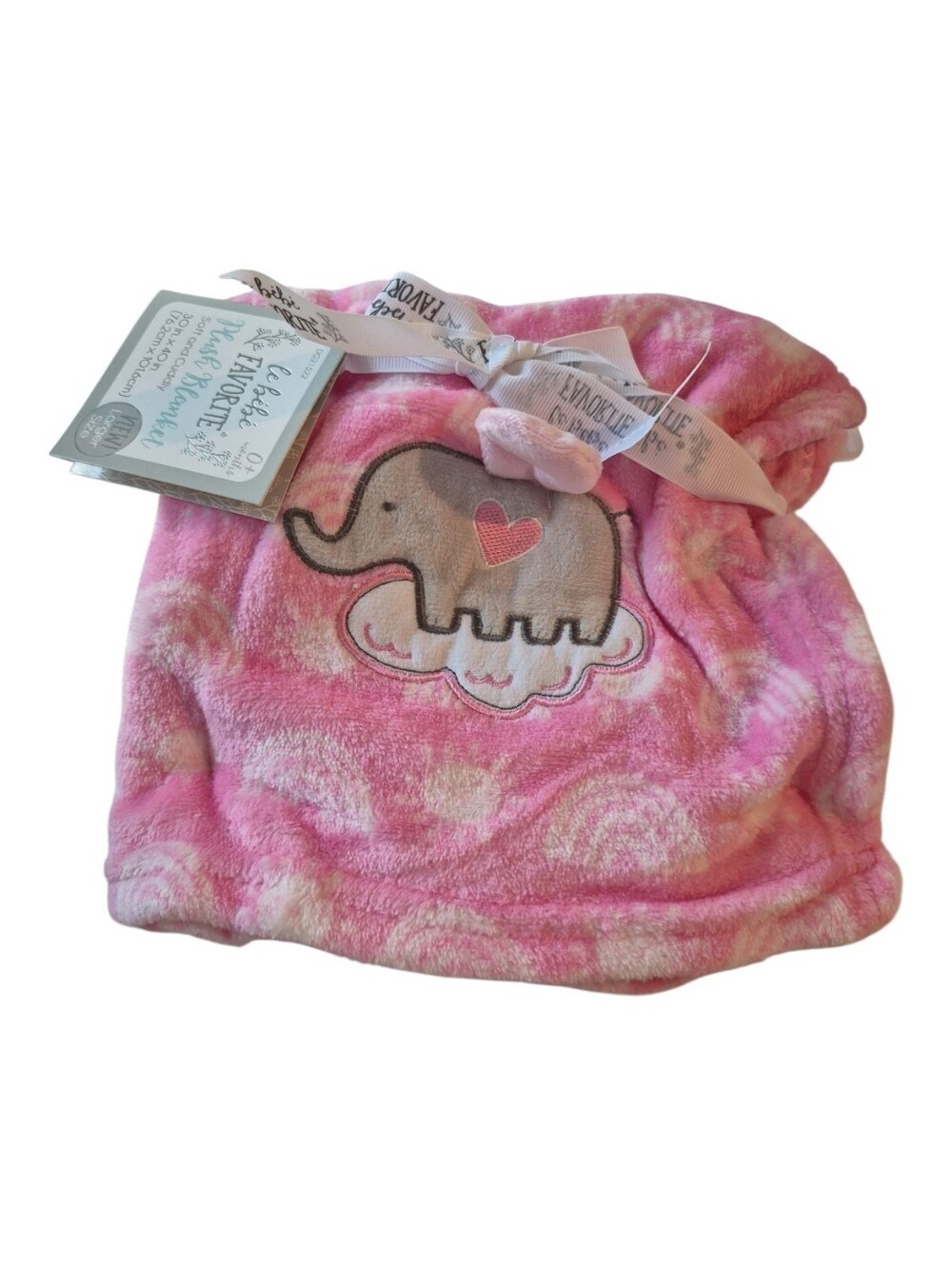 Le Bebe Plush Baby Blanket Lovey Pink Elephant 3 D Ear Nwt 30x40 In